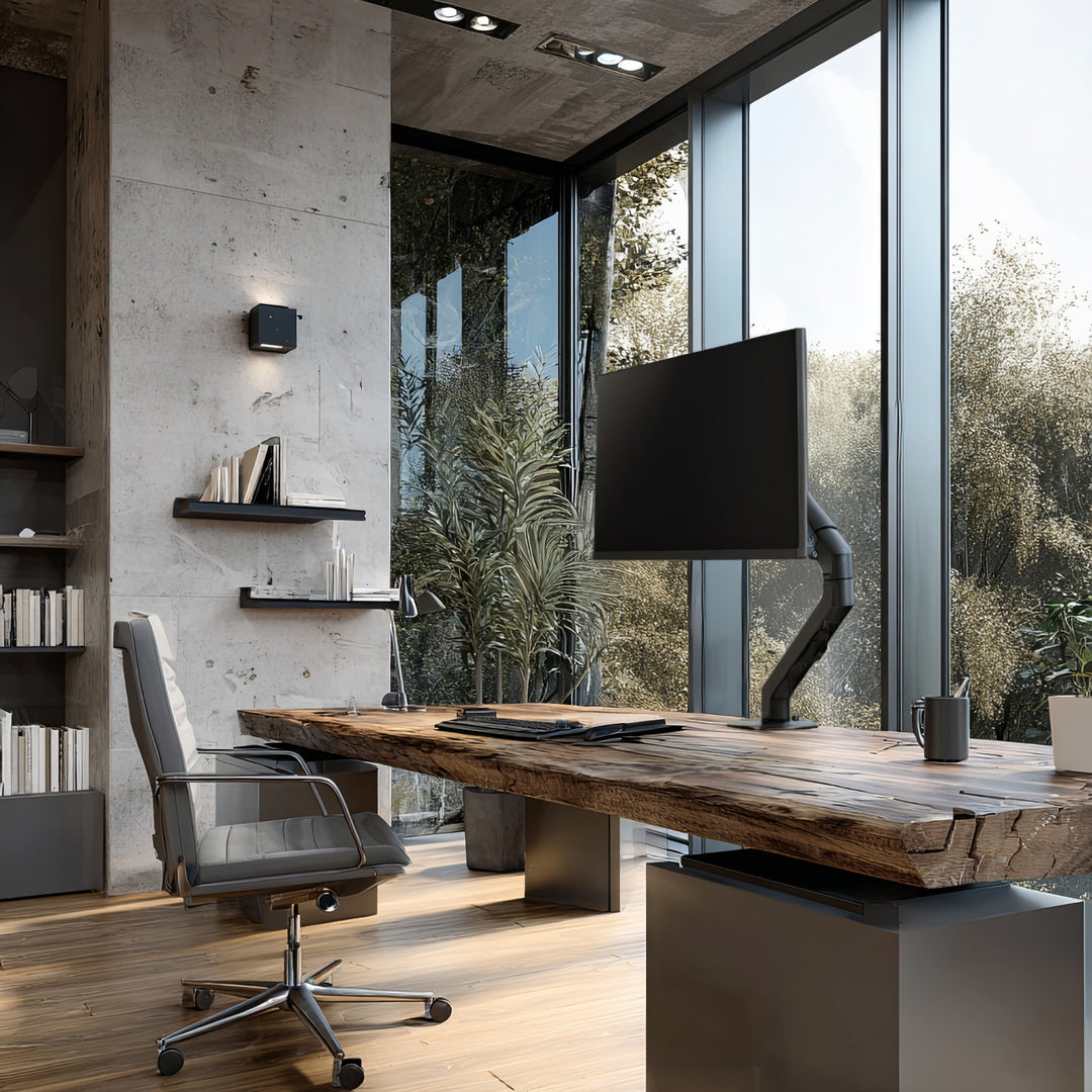 Braço para monitor Maclean de 1 baía com mola a gás, 17"-27", suporte de mesa giratório e inclinado, VESA 75x75, 100x100, até 7 kg