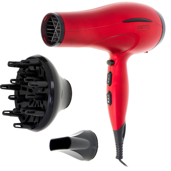 Secador de cabelo Camry, 2 níveis de potência de sopro, 3 definições de calor, 2400 W, vermelho, CR 2253