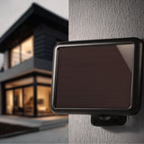Maclean MCE442 Lámpara solar Foco LED con sensor de movimiento Lámpara solar de pared con sensor crepuscular Luz solar IP44 6W 360 Lumen 6000K