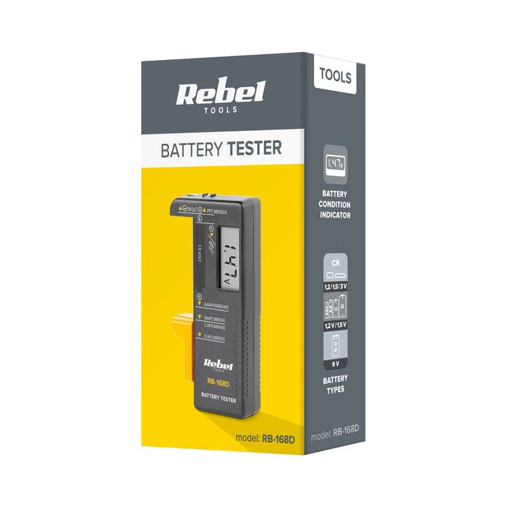 Testador digital de pilhas REBEL 9V, AAA, AA, C, D, RB-168D