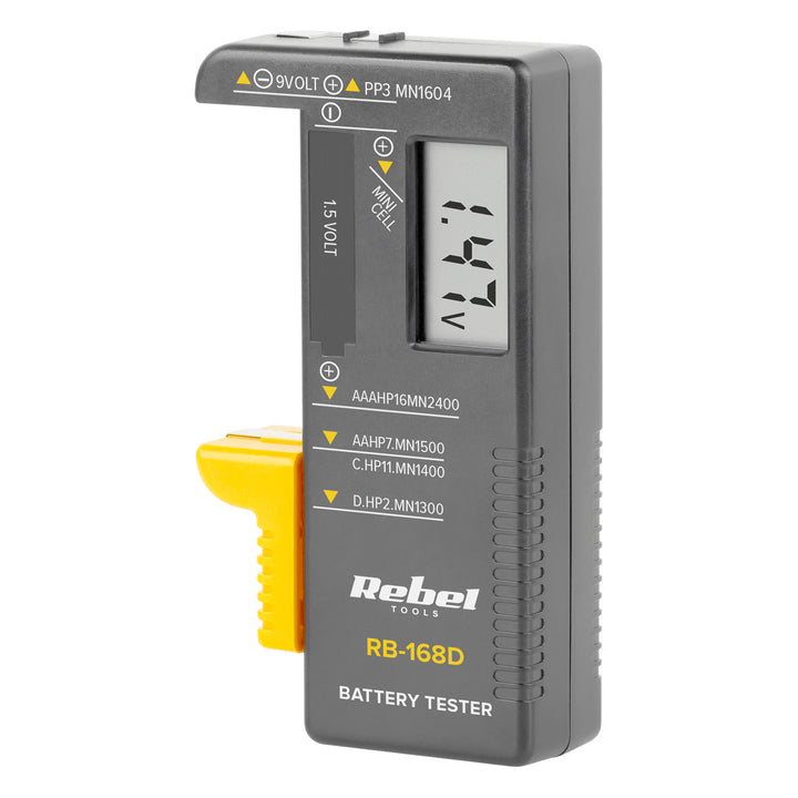 Testador digital de pilhas REBEL 9V, AAA, AA, C, D, RB-168D