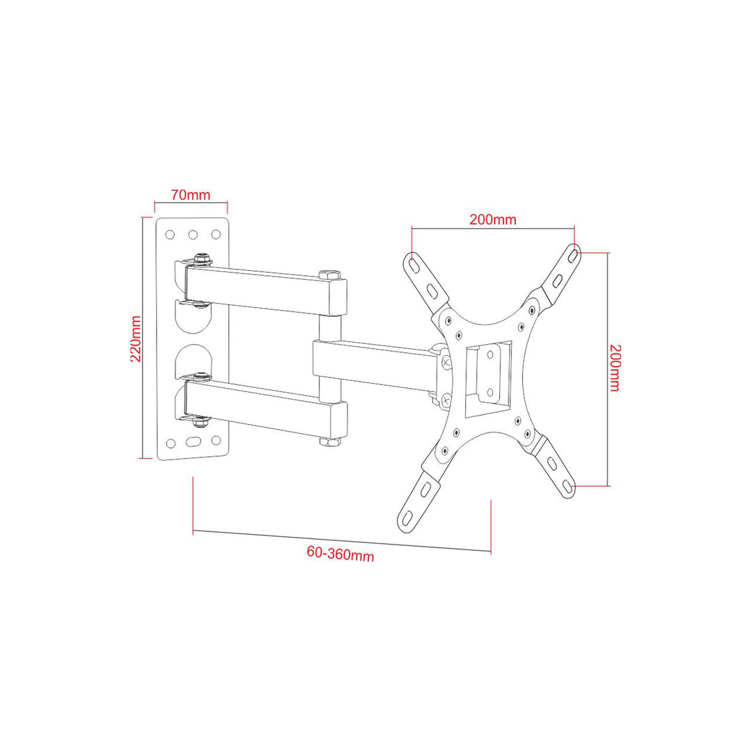 Soporte de TV ART, 17-42'', 25kg, negro, VESA 200x200, AR-57A