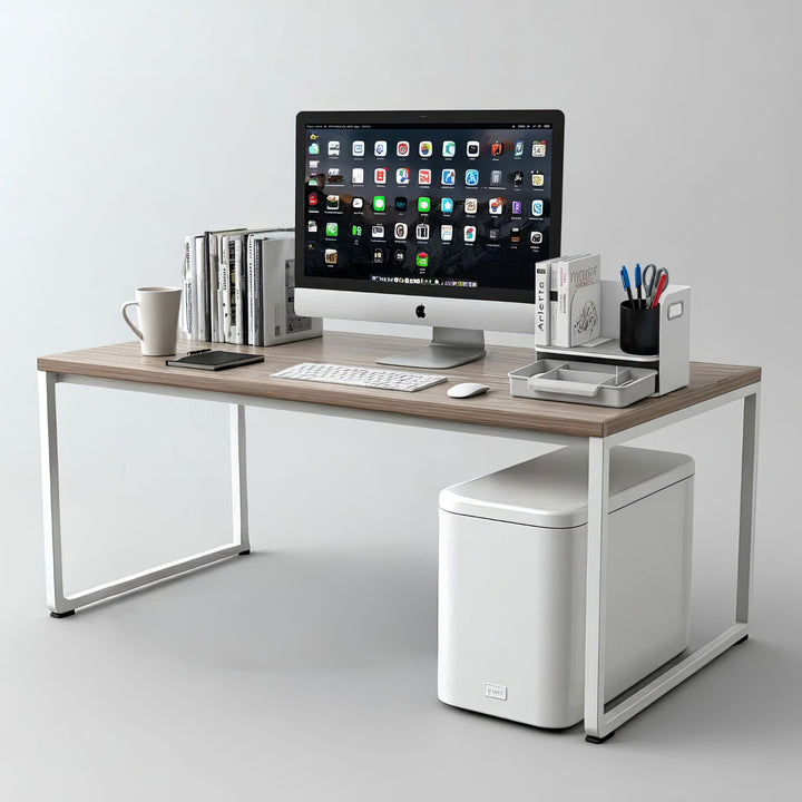 Organizador de mesa com gaveta e suporte para livros Organizador de material de escritório Bandeja até 10 kg Branco