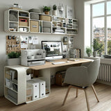 Organizador de escritorio con cajón y cargador inalámbrico Ergo Office, blanco, máx. 10kg, ER-441