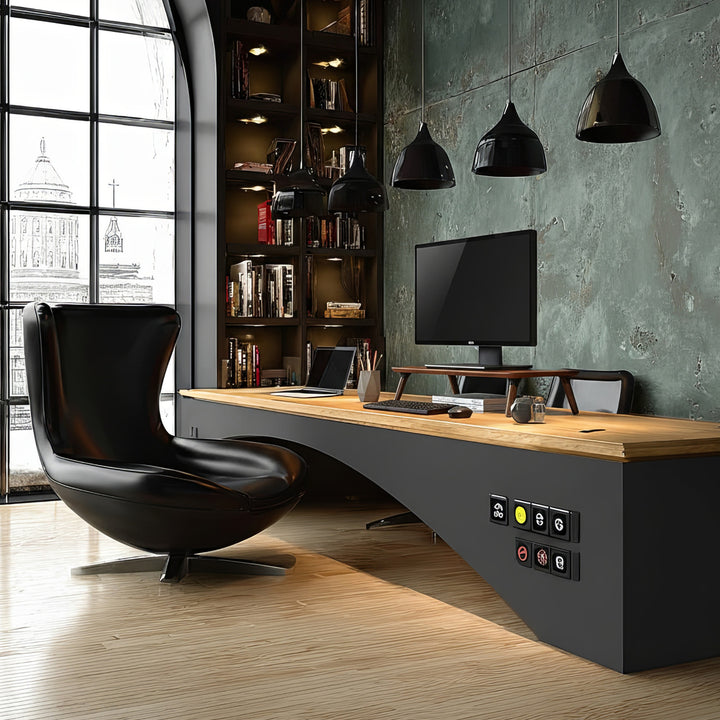 Soporte de madera para monitor/portátil Maclean, (500x240x120mm), color negro nogal, máx. 20kg, MC-930
