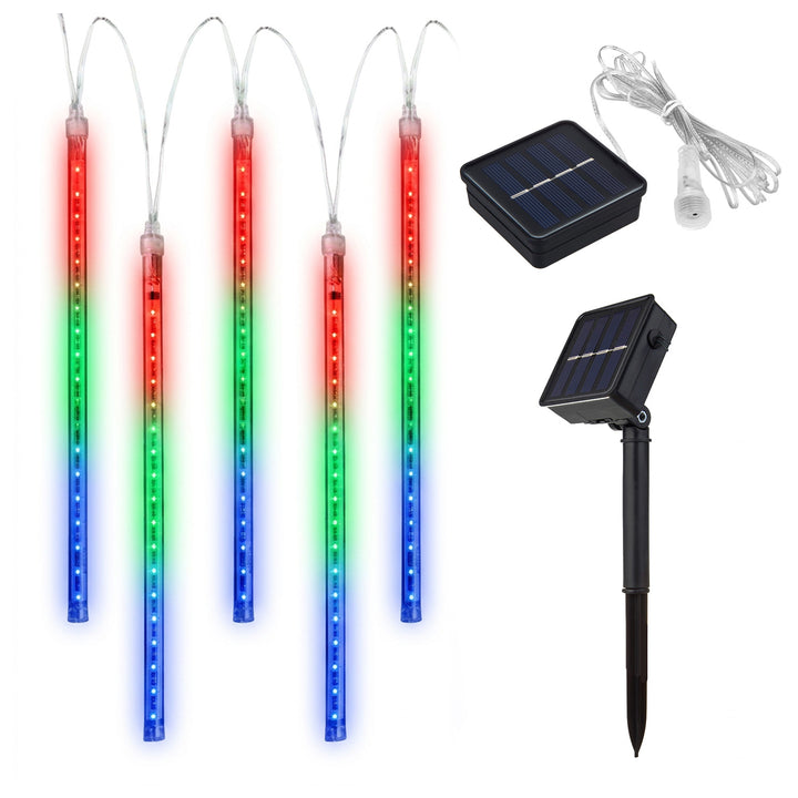 Luzes LED solares Maclean MCE411 2,4 m, 144 LEDs, modo LED, bateria de lítio 800mAh, pingentes caindo