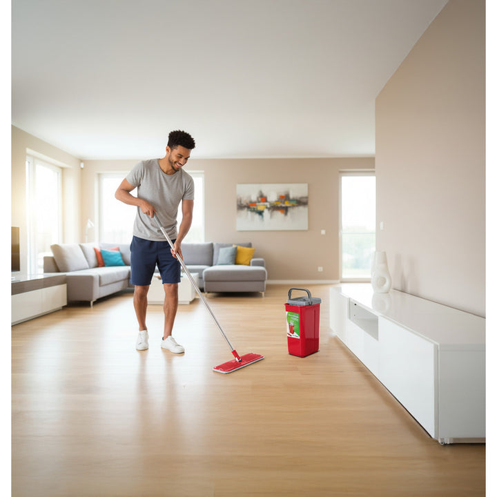 Conjunto de esfregão plano MaxiClean com balde de limpeza 2 em 1 Conjunto de esfregão de 5,7L Limpador de piso Limpador de sistema de limpeza de esfregão Cabeça de esfregão giratória 360 ° (conjunto de esfregão plano e balde + 2 tampas de reposição)