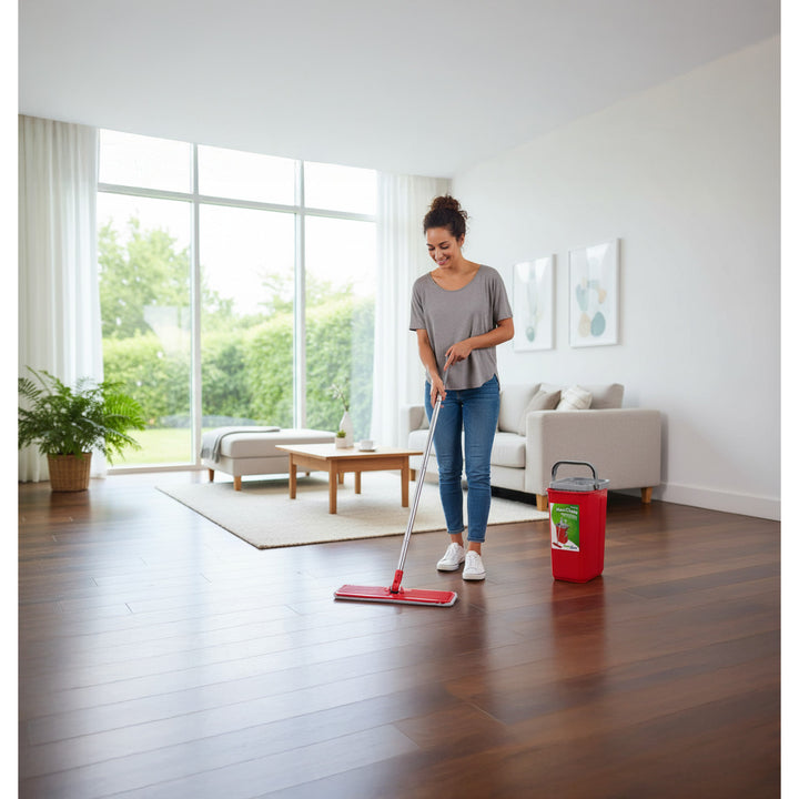 Conjunto de esfregão plano MaxiClean com balde de limpeza 2 em 1 Conjunto de esfregão de 5,7L Limpador de piso Limpador de sistema de limpeza de esfregão Cabeça de esfregão giratória 360 ° (conjunto de esfregão plano e balde + 2 tampas de reposição)