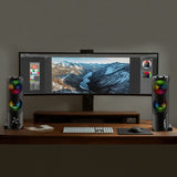 Alto-falante 2 em 1 2.0 para PC com função de barra de som RGB Backlight Alto-falante estéreo 2x3W RMS Fonte de alimentação AUX 3,5mm USB