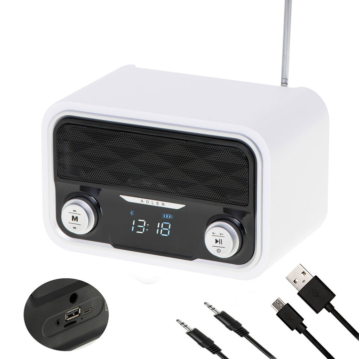 Radio FM Bluetooth 1800 mAh SD USB MP3 AUX LCD Adler AD 1185