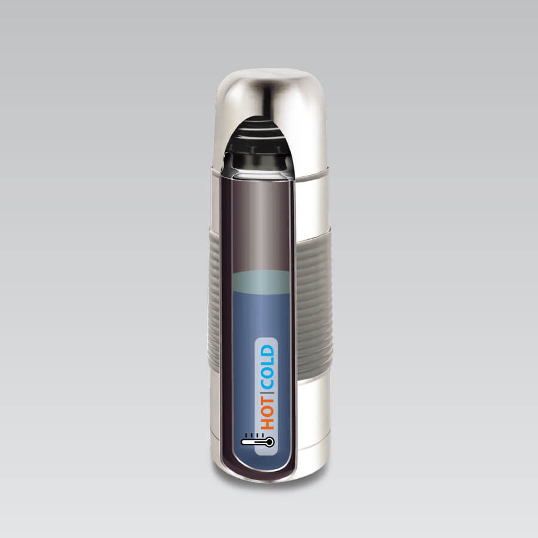 Garrafa térmica de aço inoxidável com vidro para bebidas quentes ou frias (1000ml)
