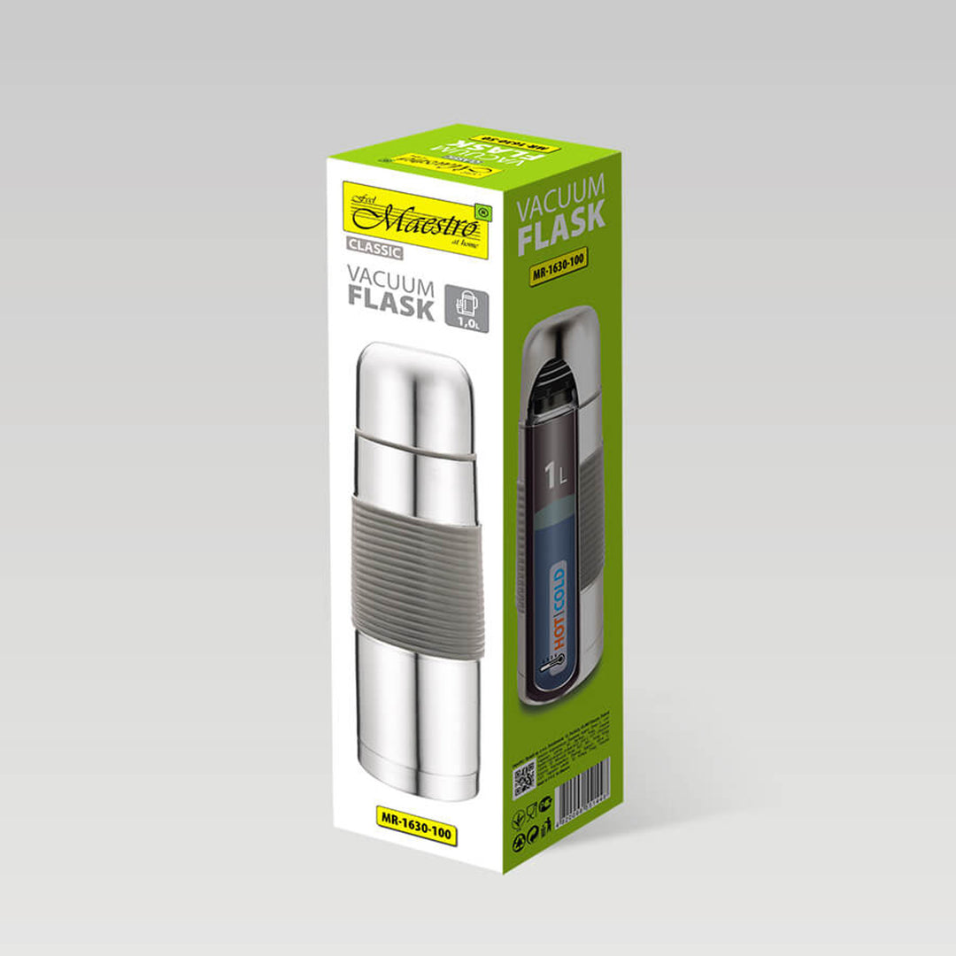 Garrafa térmica de aço inoxidável com vidro para bebidas quentes ou frias (1000ml)