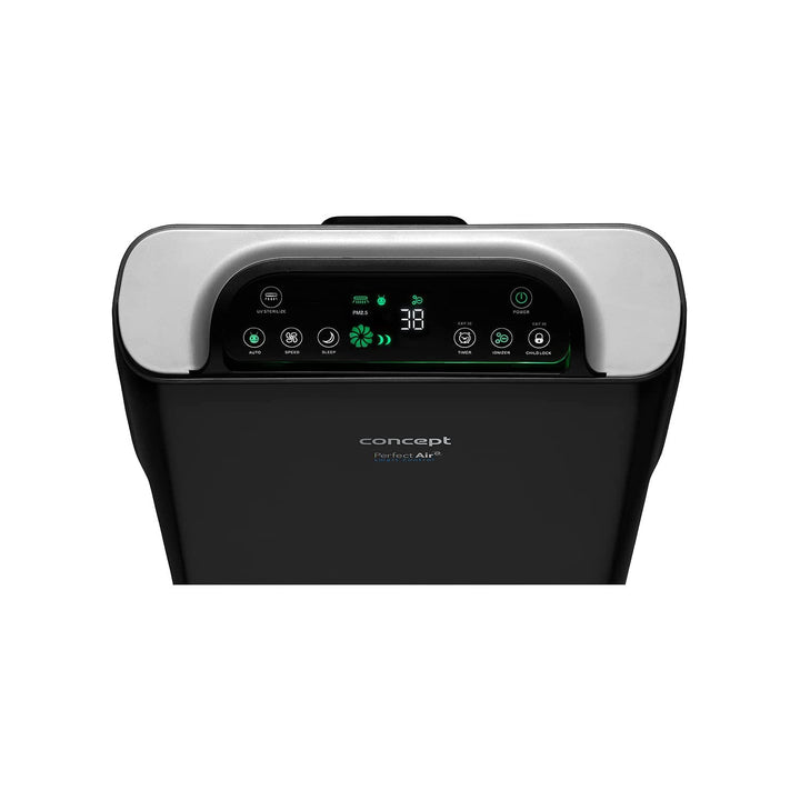 CONCEPT Hausgeräte Perfect Air SMART CA2000 Purificador de aire para habitaciones 320 m3 / h Filtro de 7 etapas HEPA-13 Filtro de polvo Ionizador Filtro de carbón 99,9% Aplicación móvil, negro