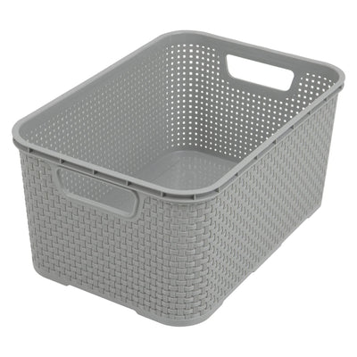 Cesto de armazenamento BranQ Rattan 7L cinzento com pegas