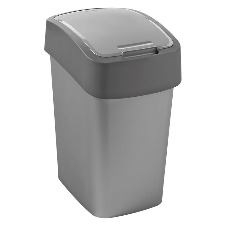 Papeleira de segregação Cuver com tampa, cinzento, estrutura prateada, 25L, balde do lixo flip
