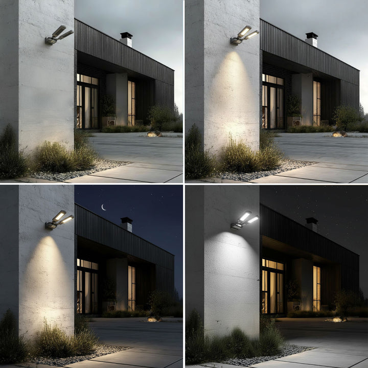 Farola LED solar con sensor de movimiento y mando a distancia Maclean IP54, 5W, 2x450lm, 6500K, Li-ion 2400 mAh, 3 modos de funcionamiento MCE447