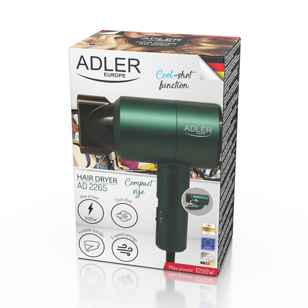 Secador pequeño 1200W Adler AD 2265 con mango plegable