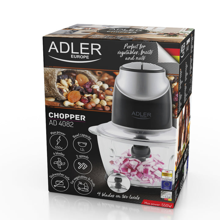 Picadora con recipiente de cristal Adler AD 4082 300W cuchillas de acero inoxidable