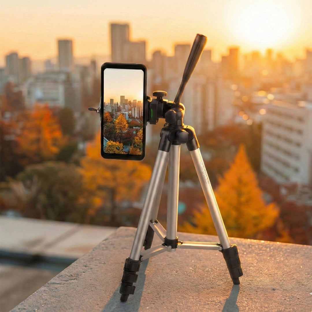 Maclean MC-164 Tripé Universal 1/4" Suporte para Câmeras Filmadoras Smartphones Anéis Luminosos máx. 1050mm, máx.2kg
