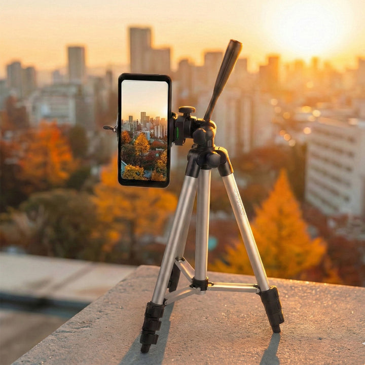 Maclean MC-164 Tripé Universal 1/4" Suporte para Câmeras Filmadoras Smartphones Anéis Luminosos máx. 1050mm, máx.2kg