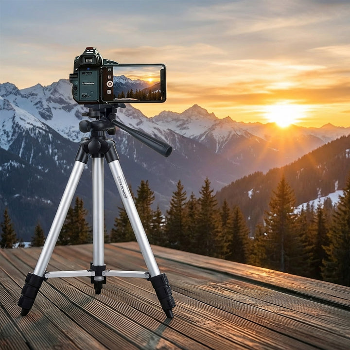 Maclean MC-164 Tripé Universal 1/4" Suporte para Câmeras Filmadoras Smartphones Anéis Luminosos máx. 1050mm, máx.2kg