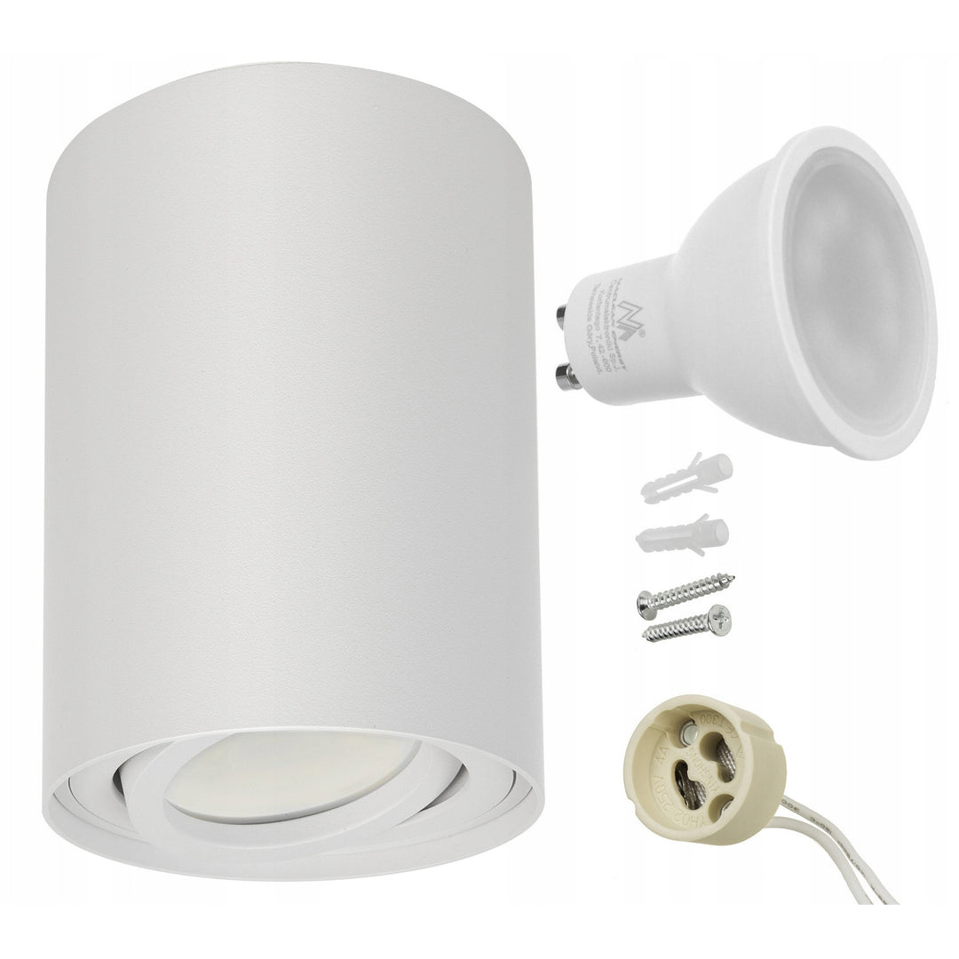Candeeiro de teto redondo branco Maclean MCE422 + lâmpada LED GU10 5W 4000K