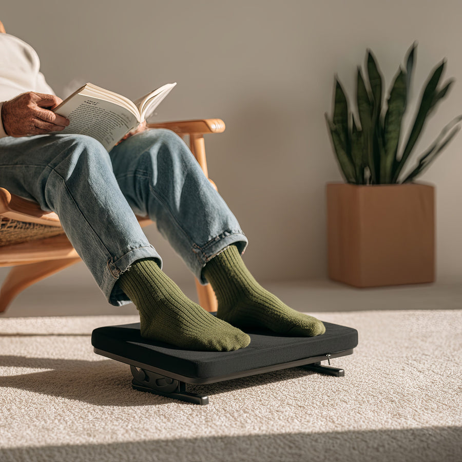 Maclean MC-460 Reposapiés Ergonómico, Reposapiernas, Ángulo Infinitamente Ajustable, Cojín Extraíble