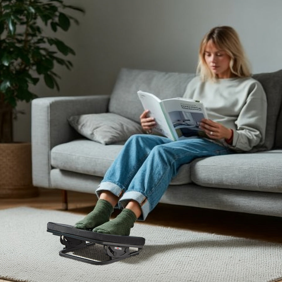 Maclean MC-460 Reposapiés Ergonómico, Reposapiernas, Ángulo Infinitamente Ajustable, Cojín Extraíble
