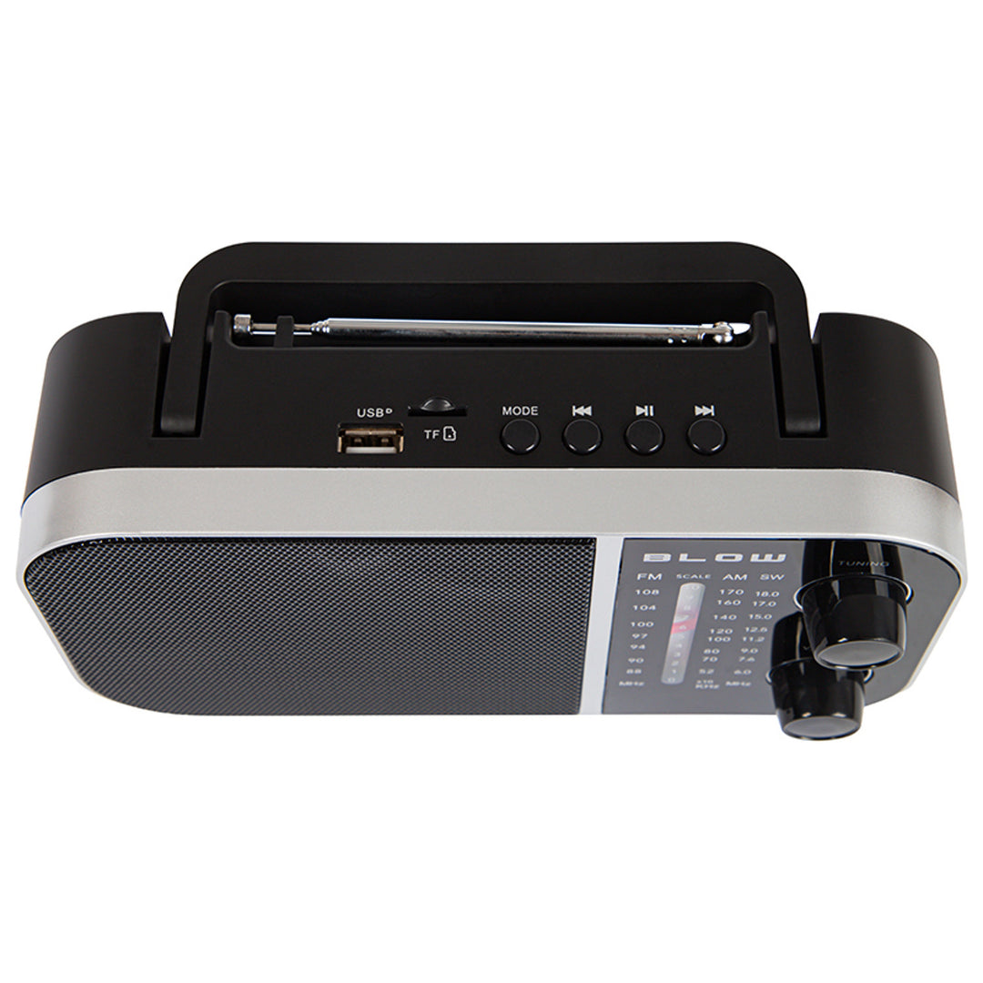 Rádio AM/FM analógico portátil Blow RA6, alimentado por bateria e rede elétrica