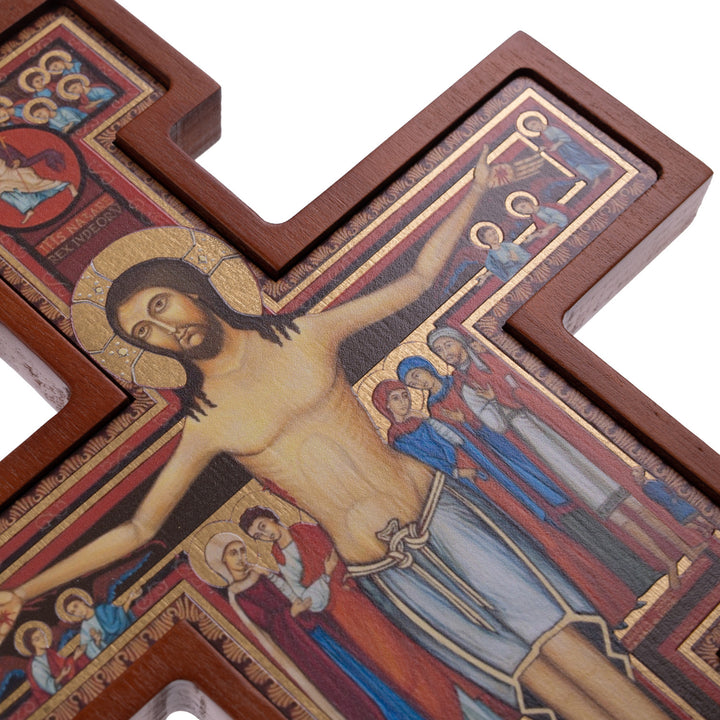 Cruz em Madeira de São Damiano - Cruz Castanha de São Francisco 22x16x1,8cm