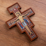 Cruz em Madeira de São Damiano - Cruz Castanha de São Francisco 22x16x1,8cm