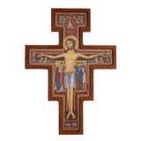 Cruz em Madeira de São Damiano - Cruz Castanha de São Francisco 22x16x1,8cm