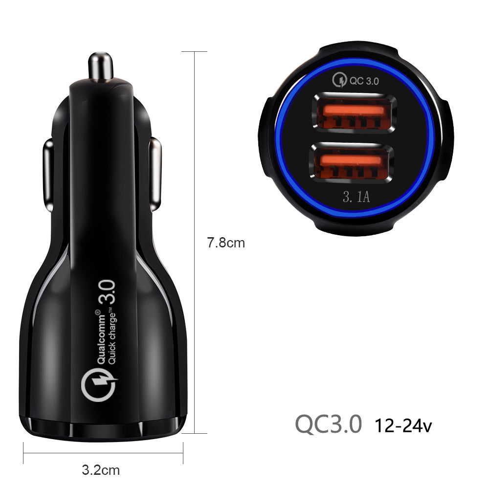 Carregador de isqueiro Maclean, Qualcomm Quick Charge, QC 3.0 - aceita 5 V/3 A, 9 V/1,8 A, 12 V/1,6 A, 5 V/3,1 A com cabo USB Lightning