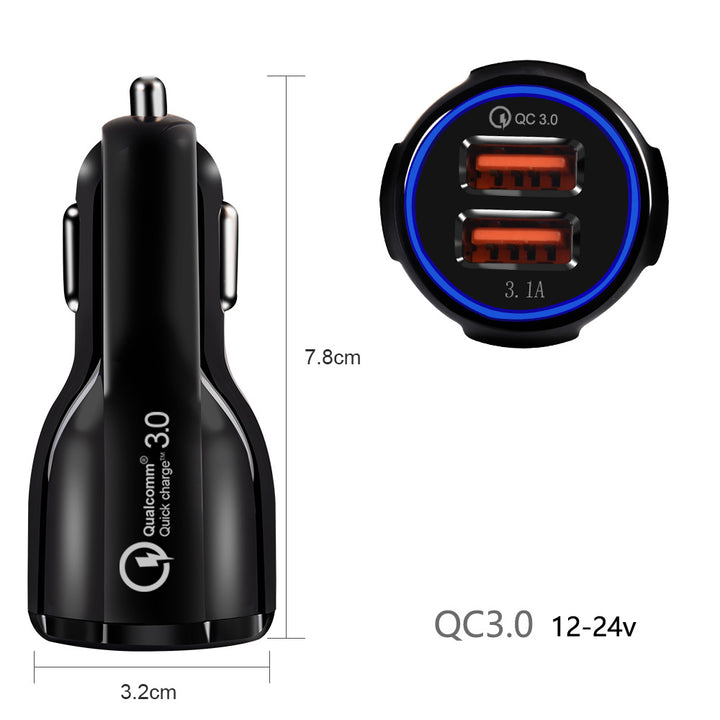 Carregador de isqueiro Maclean, Qualcomm Quick Charge, QC 3.0 - aceita 5 V/3 A, 9 V/1,8 A, 12 V/1,6 A, 5 V/3,1 A com cabo USB Lightning