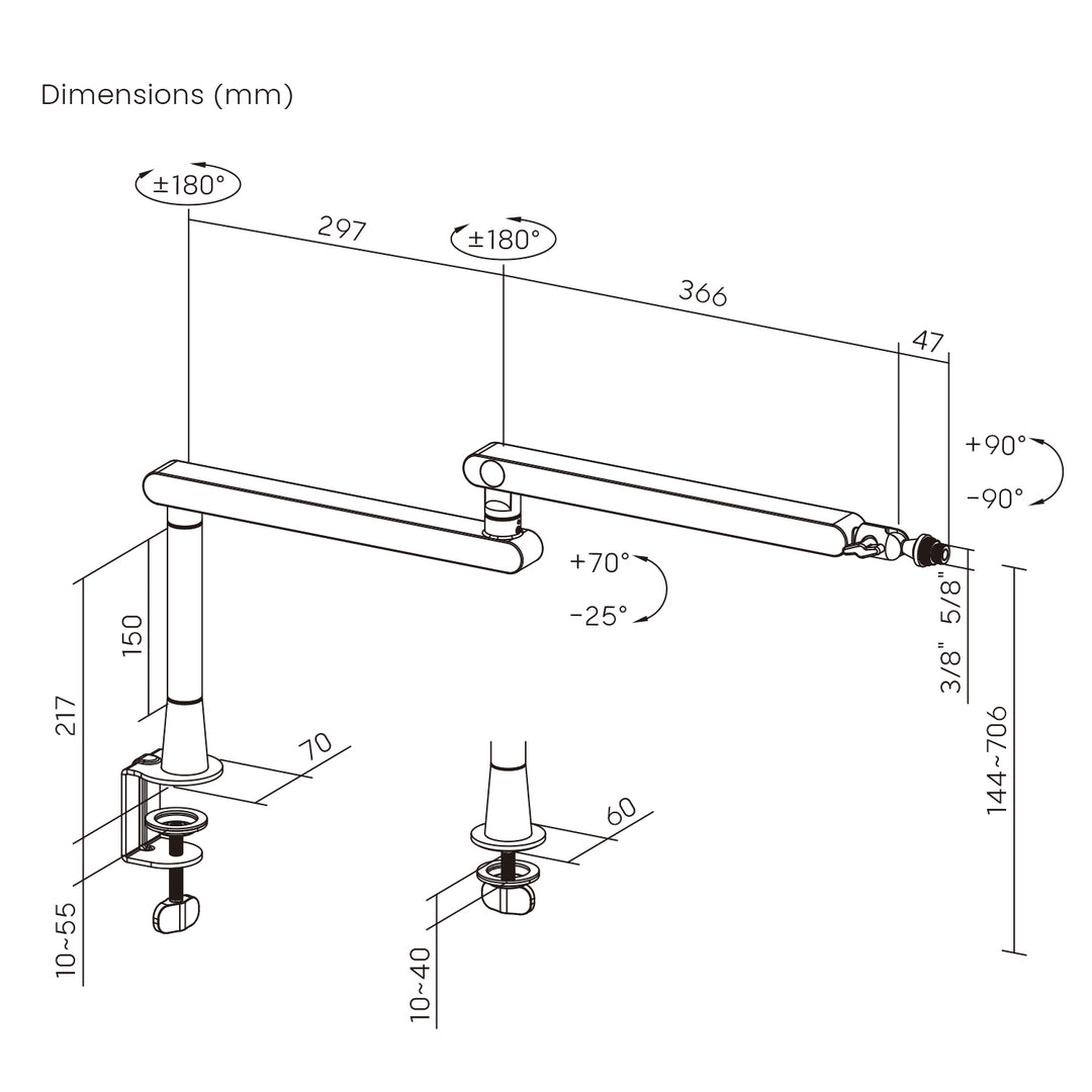 Suporte profissional para microfone Maclean MC-971, suporte universal, braço articulado, máx. 2 kg