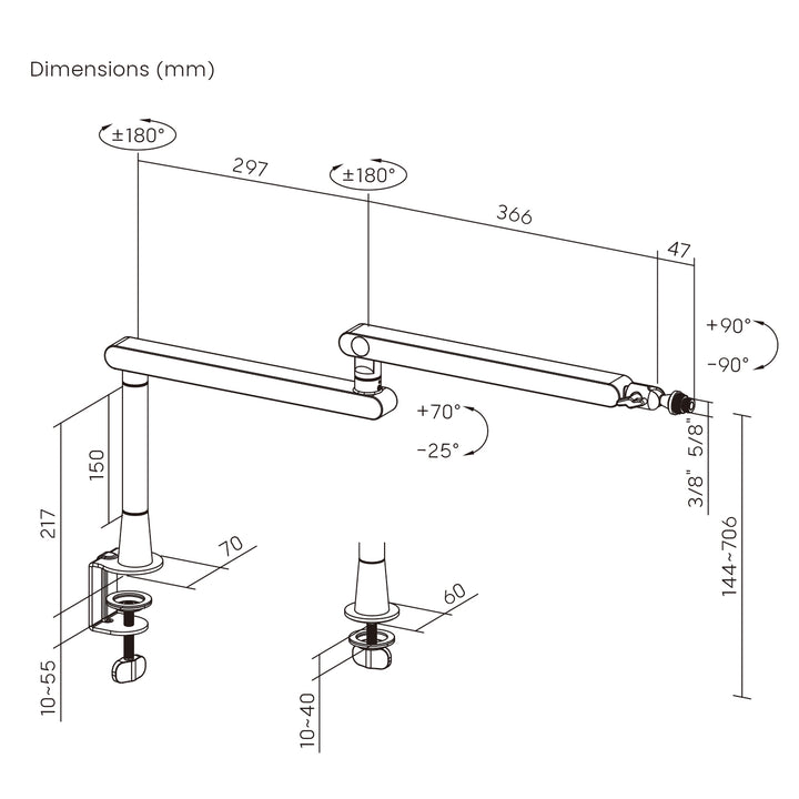 Suporte profissional para microfone Maclean MC-971, suporte universal, braço articulado, máx. 2 kg