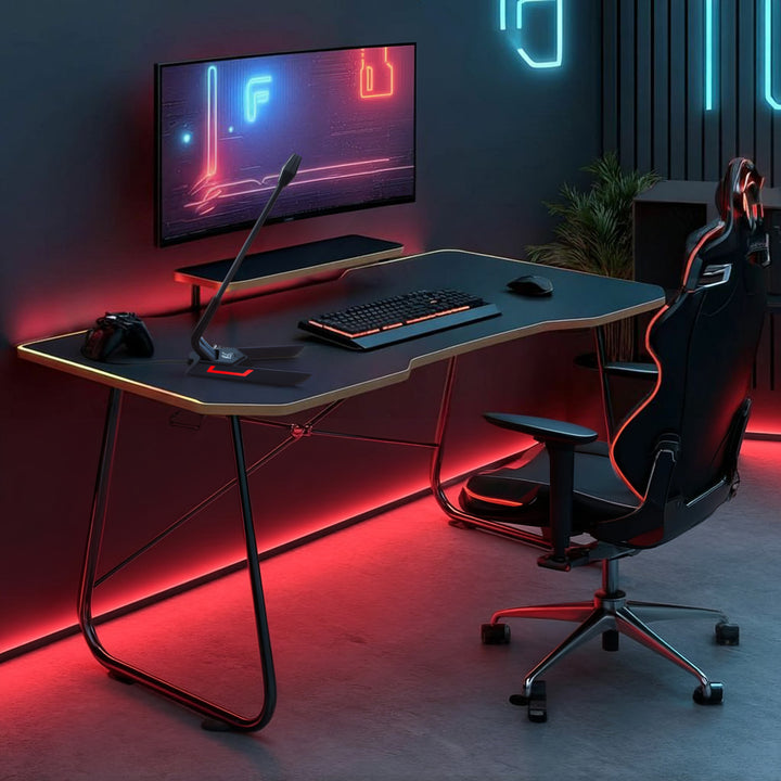 NanoRS RS170 Escritorio para juegos con estante para monitor, 50 kg máx., altura 850 mm, Color negro