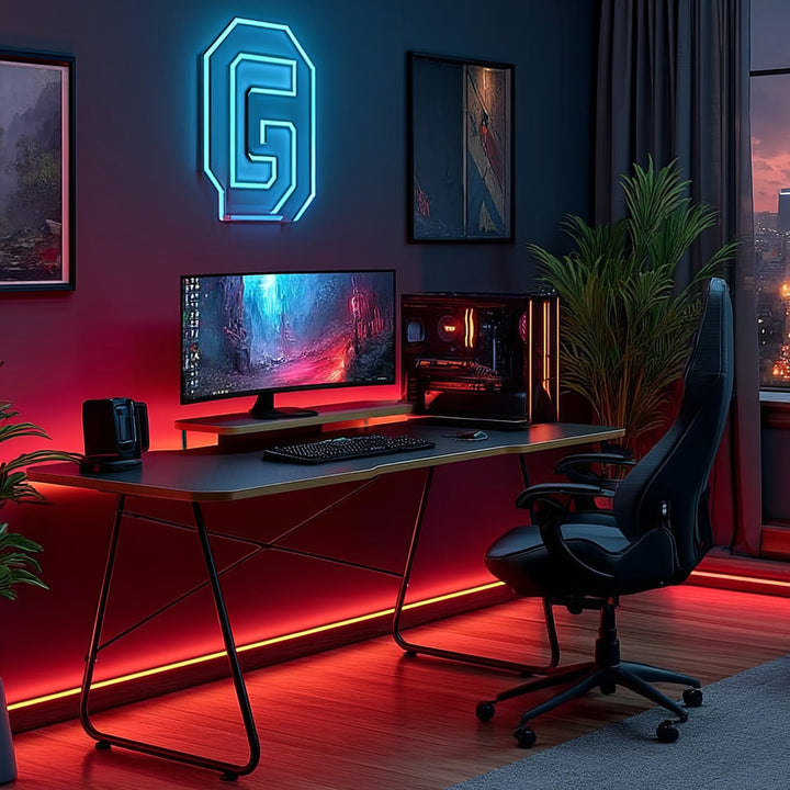 NanoRS RS170 Escritorio para juegos con estante para monitor, 50 kg máx., altura 850 mm, Color negro