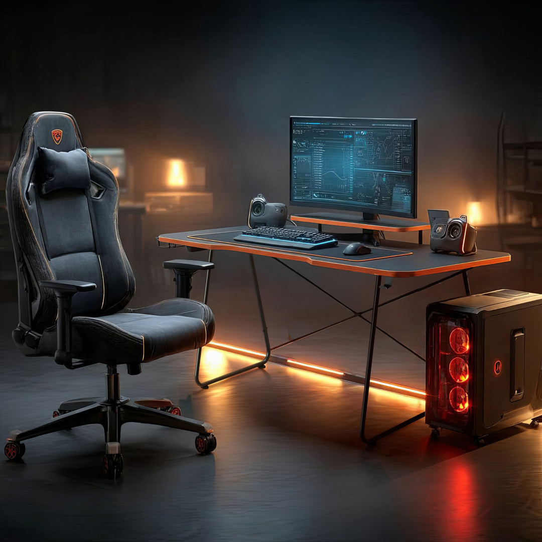NanoRS RS170 Escritorio para juegos con estante para monitor, 50 kg máx., altura 850 mm, Color negro