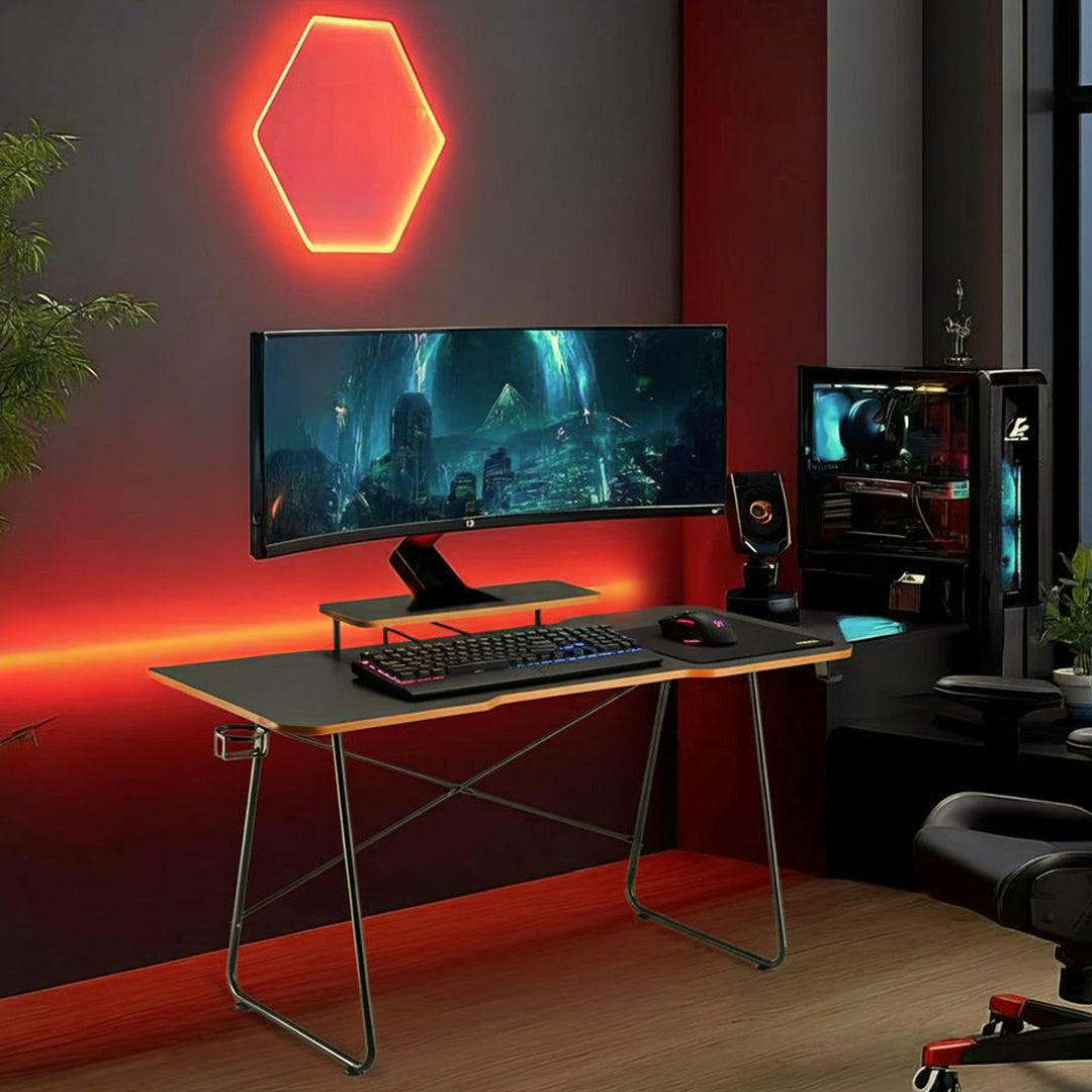NanoRS RS170 Escritorio para juegos con estante para monitor, 50 kg máx., altura 850 mm, Color negro