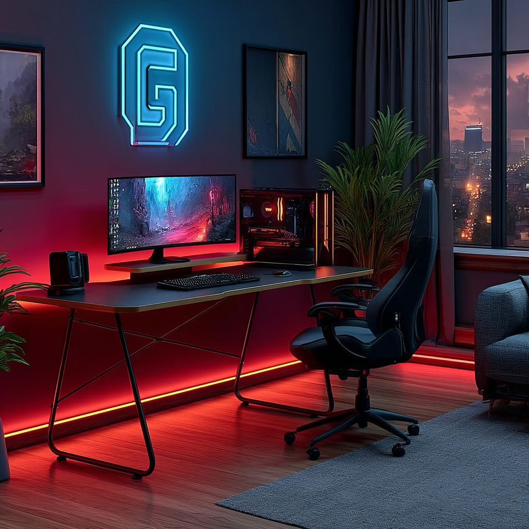 NanoRS RS170 Escritorio para juegos con estante para monitor, 50 kg máx., altura 850 mm, Color negro