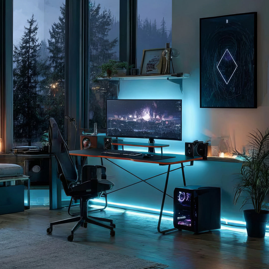 NanoRS RS170 Escritorio para juegos con estante para monitor, 50 kg máx., altura 850 mm, Color negro