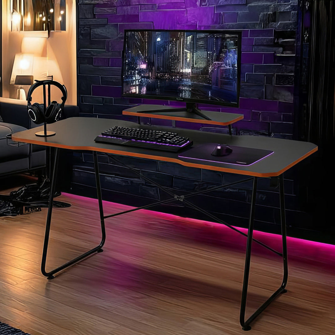 NanoRS RS170 Escritorio para juegos con estante para monitor, 50 kg máx., altura 850 mm, Color negro
