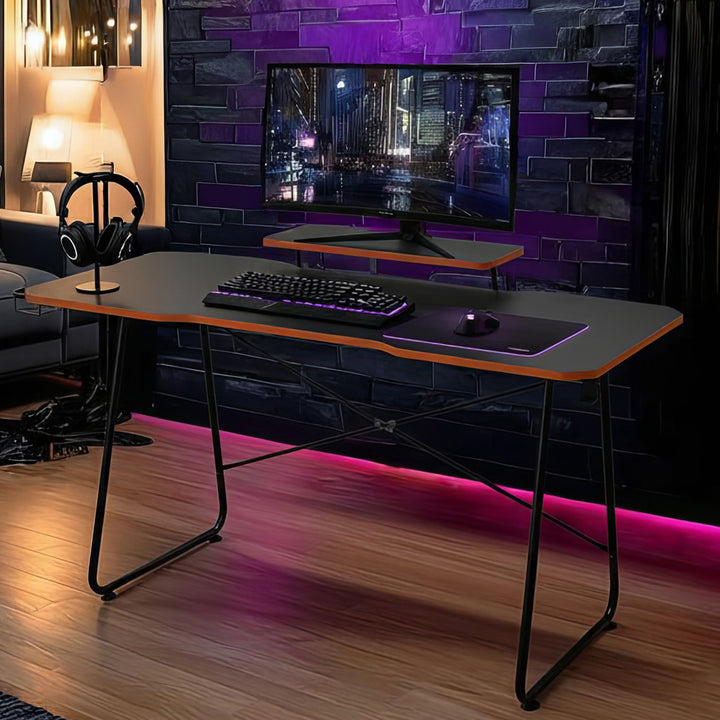 NanoRS RS170 Escritorio para juegos con estante para monitor, 50 kg máx., altura 850 mm, Color negro