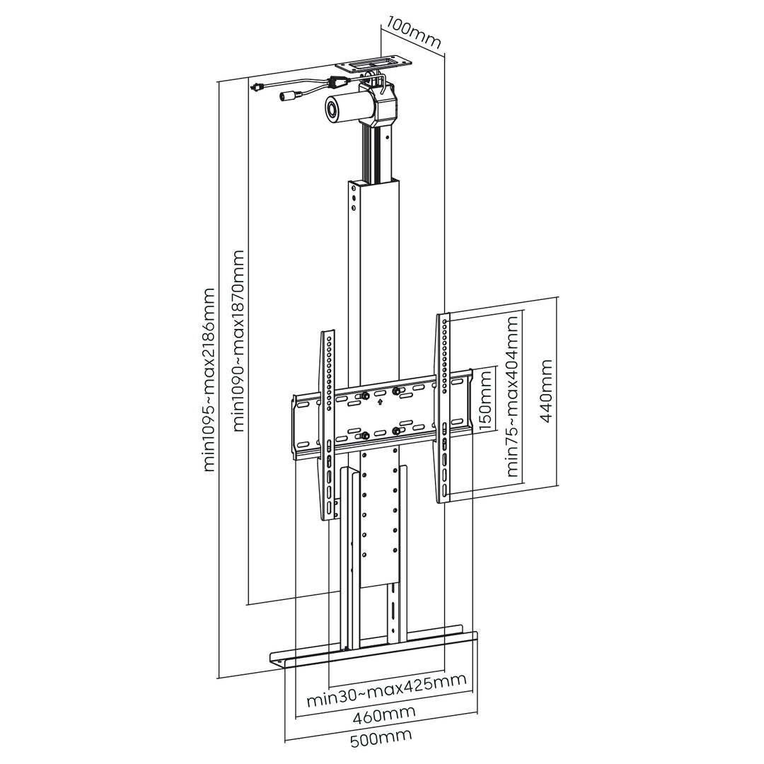 Suporte de extensão elétrico para TV de teto Maclean MC-976, 32"-55", VESA 400x400, máx. 50 kg