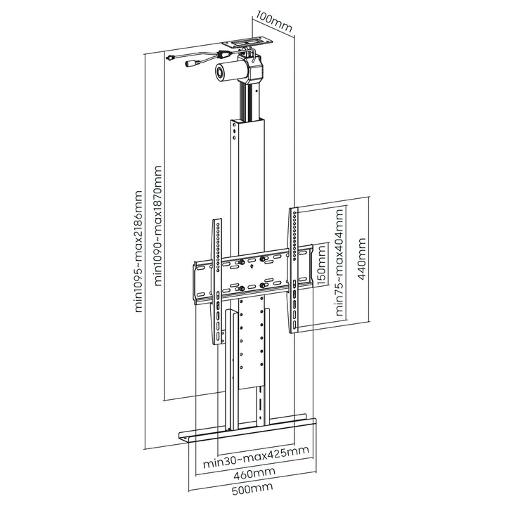 Suporte de extensão elétrico para TV de teto Maclean MC-976, 32"-55", VESA 400x400, máx. 50 kg