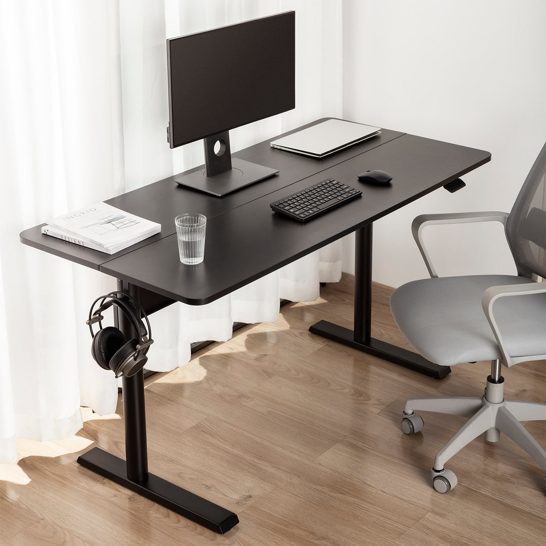 Secretária Ergo Office ER-453 com tampo de 140x68 cm, mola a gás, altura regulável, secretária para estar de pé ou sentado, altura máxima de 115 cm
