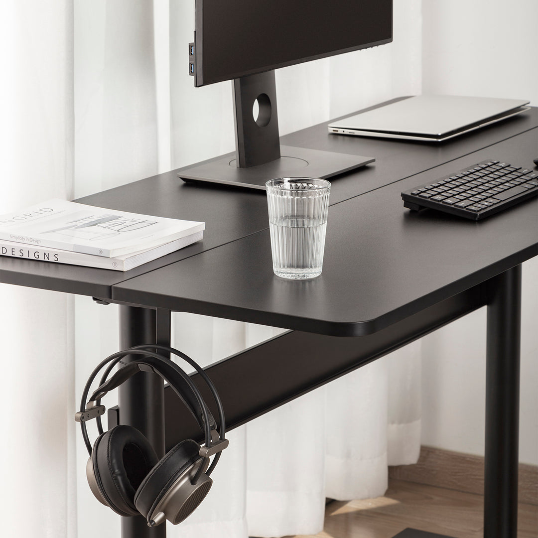Secretária Ergo Office ER-453 com tampo de 140x68 cm, mola a gás, altura regulável, secretária para estar de pé ou sentado, altura máxima de 115 cm