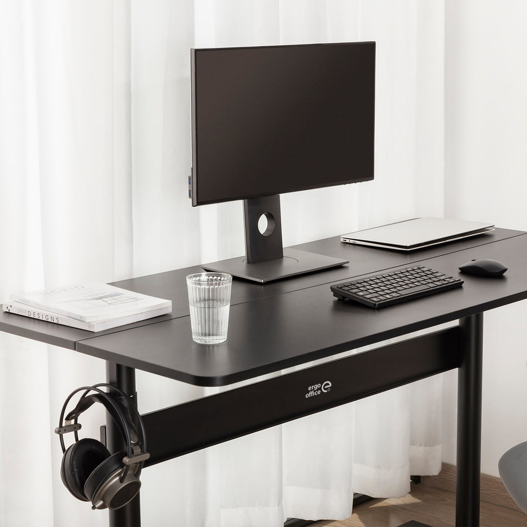 Secretária Ergo Office ER-453 com tampo de 140x68 cm, mola a gás, altura regulável, secretária para estar de pé ou sentado, altura máxima de 115 cm