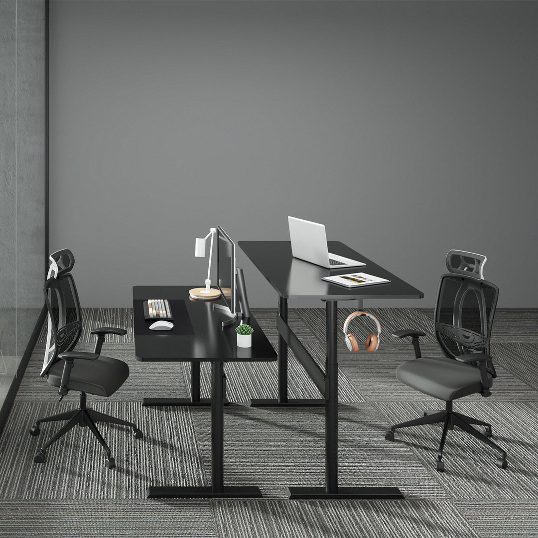Secretária Ergo Office ER-453 com tampo de 140x68 cm, mola a gás, altura regulável, secretária para estar de pé ou sentado, altura máxima de 115 cm